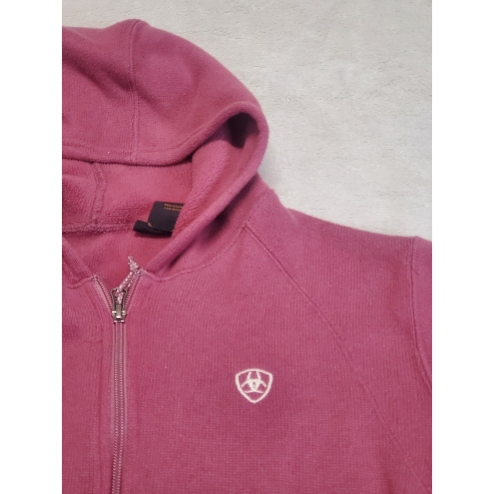 Ariat Burgundy Cozy Casual Fleece Lined Full Zip Hoodie Jacket Large Preppy Logo